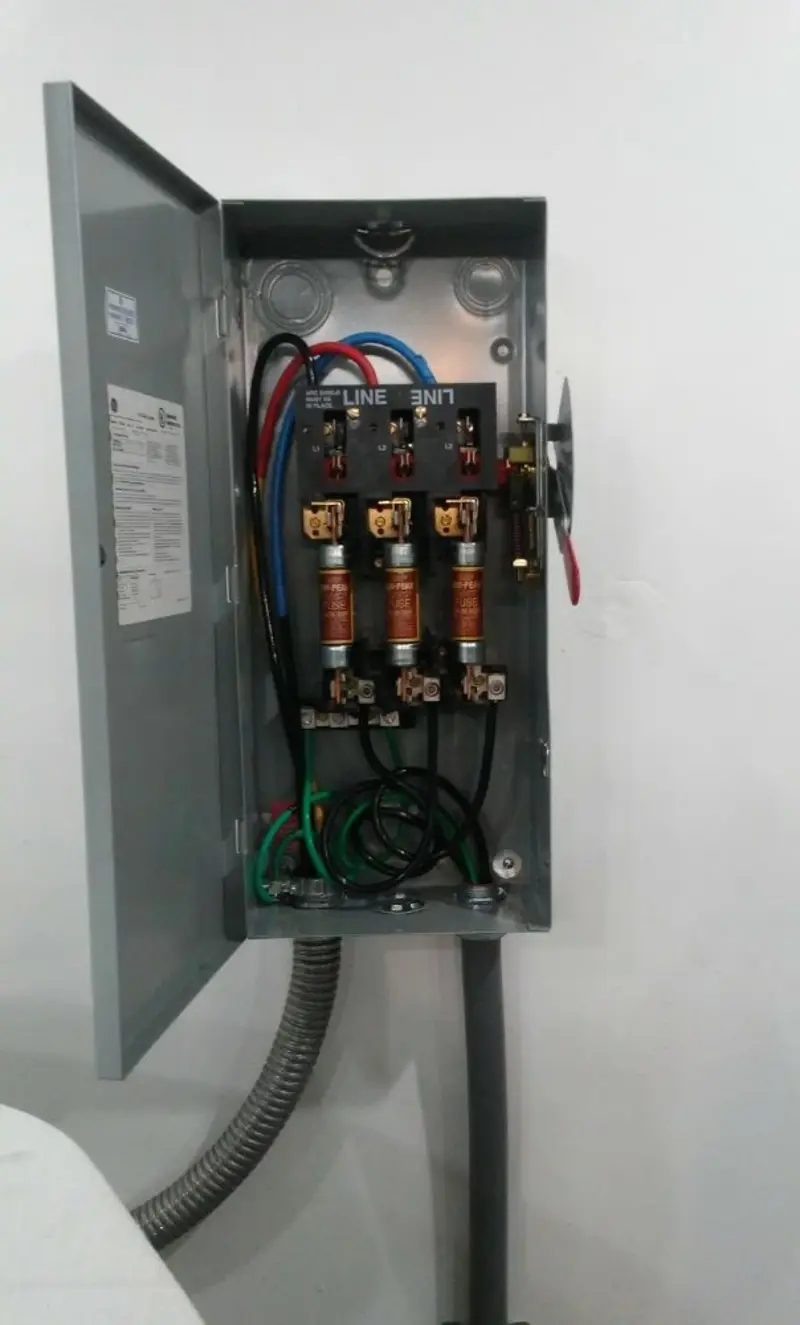 Three-phase disconnect switch installed for Electrical Wiring & Rewiring in Johns Creek